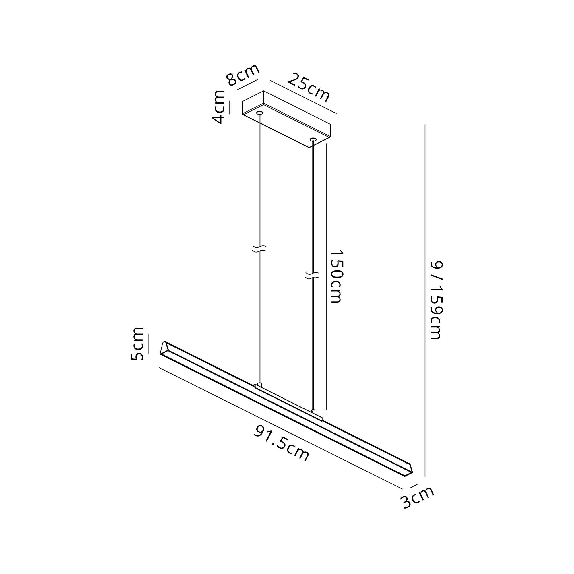 M8956  Lineal 90cm Linear Pendant 36W LED 3000K Sand White